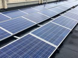 Solar panels on commercial roof